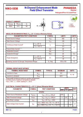 P0460EDA Datasheet PDF Niko Semiconductor