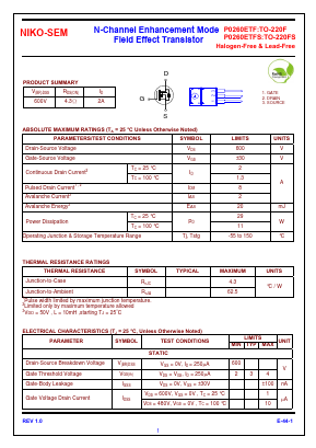 P0260ETF Datasheet PDF Niko Semiconductor