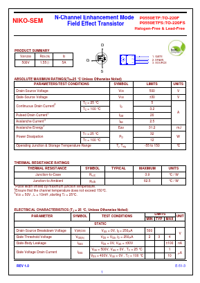 P0550ETF Datasheet PDF Niko Semiconductor