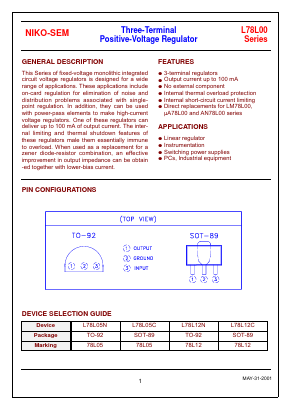 L78L12N Datasheet PDF Niko Semiconductor