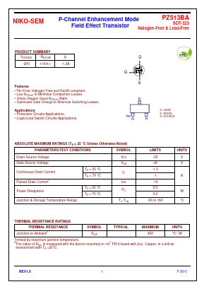 PZ513BA Datasheet PDF Niko Semiconductor