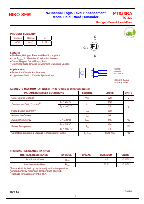 PT6J6BA Datasheet PDF Niko Semiconductor