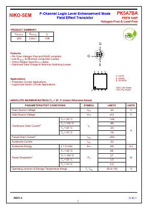 PK5A7BA Datasheet PDF Niko Semiconductor
