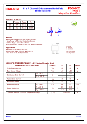 PD609CX Datasheet PDF Niko Semiconductor
