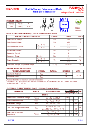 PA210HVA Datasheet PDF Niko Semiconductor