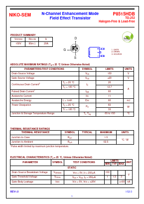 P8515HDB Datasheet PDF Niko Semiconductor