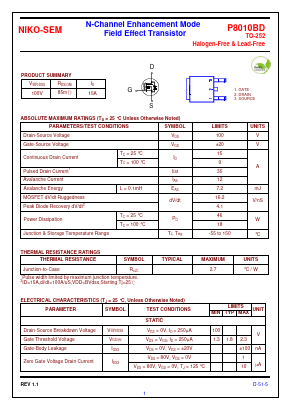 P8010BD Datasheet PDF Niko Semiconductor