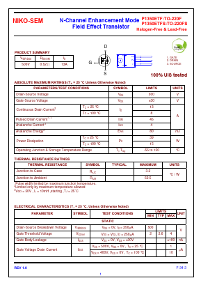 P1350ETF Datasheet PDF Niko Semiconductor