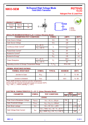 P0770VD Datasheet PDF Niko Semiconductor