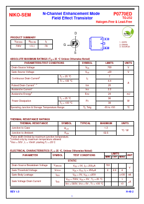 P0770ED Datasheet PDF Niko Semiconductor