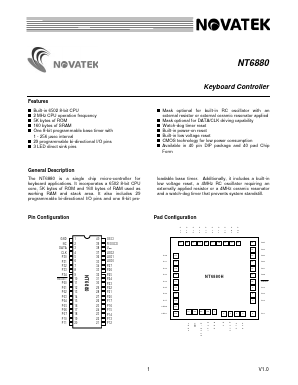 NT6880 Datasheet PDF Novatek Microelectronics