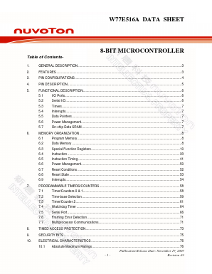 W77E516 Datasheet PDF Nuvoton Technology
