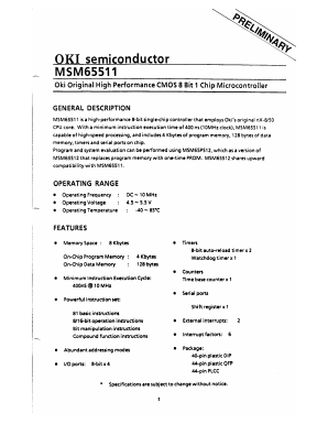 MSM65511 Datasheet PDF Oki Electric Industry