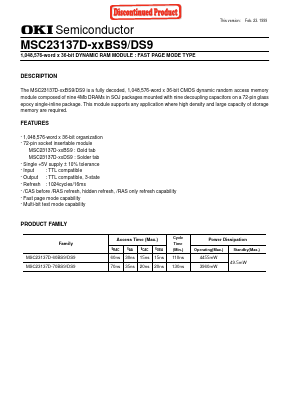 MSC23137D-60DS9 Datasheet PDF Oki Electric Industry