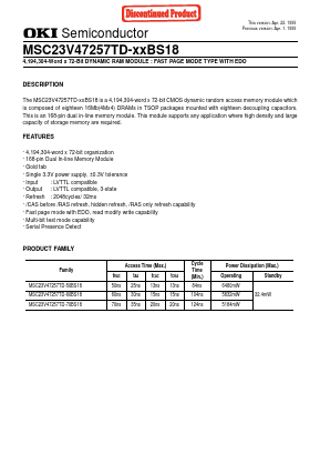 MSC23V47257TD-70BS18 Datasheet PDF Oki Electric Industry