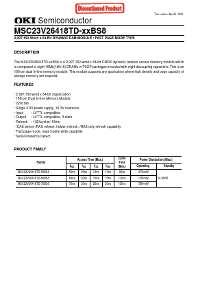 MSC23V26418TD Datasheet PDF Oki Electric Industry