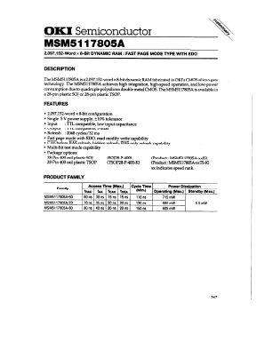 MSM5117805A-XXJS Datasheet PDF Oki Electric Industry