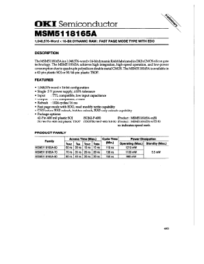 MSM5118165A-70TS-K Datasheet PDF Oki Electric Industry
