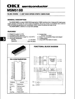 MSM5188 Datasheet PDF Oki Electric Industry