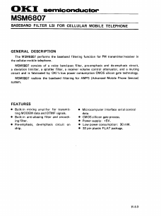 MSM6807 Datasheet PDF Oki Electric Industry