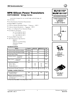 MJ16110 Datasheet PDF ON Semiconductor