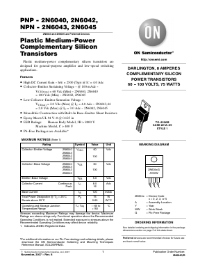 2N6045G Datasheet PDF ON Semiconductor