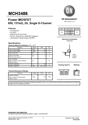 MCH3486-TL-W Datasheet PDF ON Semiconductor