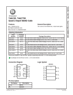 74ACT00MTC Datasheet PDF ON Semiconductor
