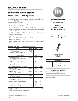 MAC997B6RLRP Datasheet PDF ON Semiconductor