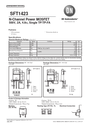 SFT1423-E Datasheet PDF ON Semiconductor