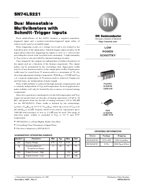 74LS221 Datasheet PDF ON Semiconductor
