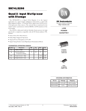 74LS298 Datasheet PDF ON Semiconductor