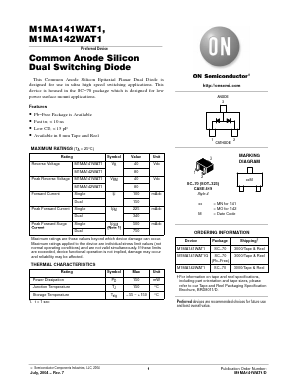 M1MA141WAT1G Datasheet PDF ON Semiconductor