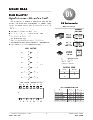 MC74HC04AN Datasheet PDF ON Semiconductor