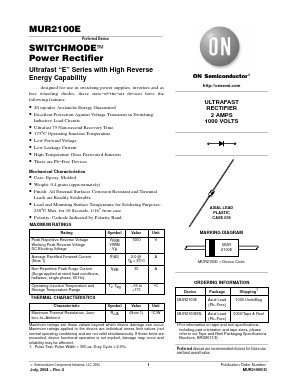 MUR2100E Datasheet PDF ON Semiconductor