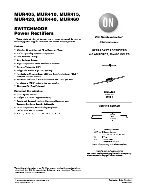 MUR405 Datasheet PDF ON Semiconductor