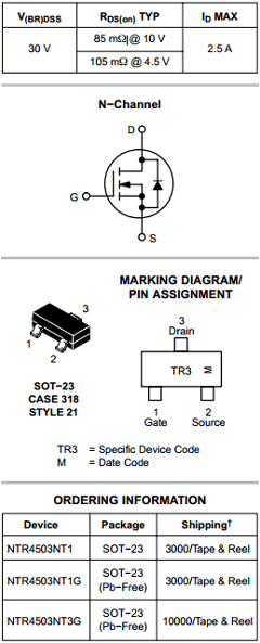 NTR4503N Datasheet PDF ON Semiconductor