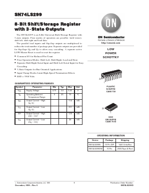 SN74LS299H Datasheet PDF ON Semiconductor
