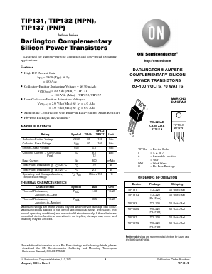 TIP131G Datasheet PDF ON Semiconductor