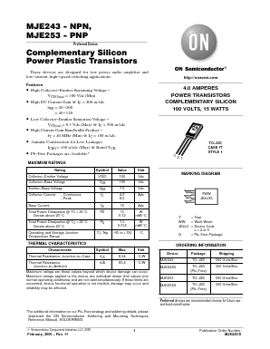 MJE243G Datasheet PDF ON Semiconductor