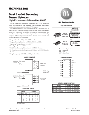 MC74HC139AFR1 Datasheet PDF ON Semiconductor