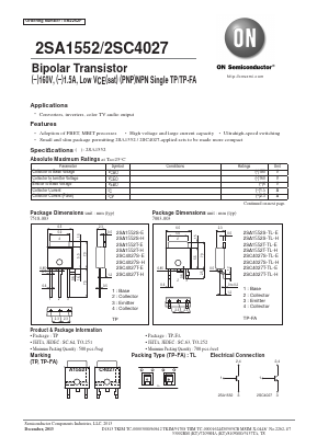 2SC4027T-E Datasheet PDF ON Semiconductor