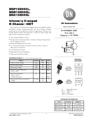 MGB15N35CLT4 Datasheet PDF ON Semiconductor