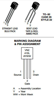 VN2410LZL1G Datasheet PDF ON Semiconductor