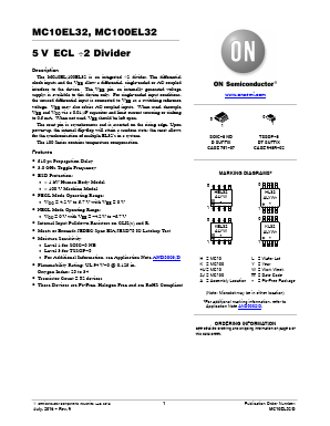 MC100EL32DTG Datasheet PDF ON Semiconductor
