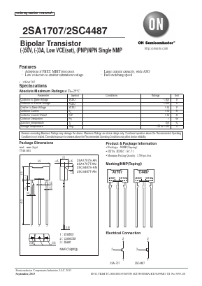 2SA1707 Datasheet PDF ON Semiconductor