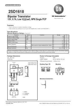 2SD1618 Datasheet PDF ON Semiconductor