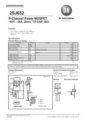 2SJ652-RA11 Datasheet PDF ON Semiconductor