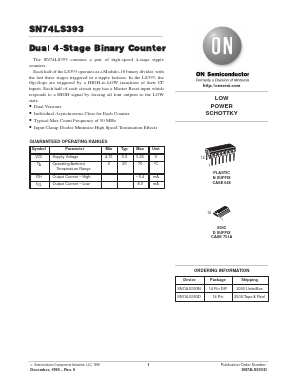 SN74LS393D Datasheet PDF ON Semiconductor