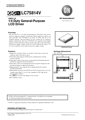 LC75814V-TLM-E Datasheet PDF ON Semiconductor